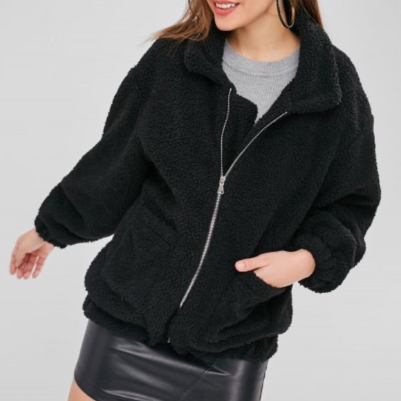 fluffy zip up jacket
